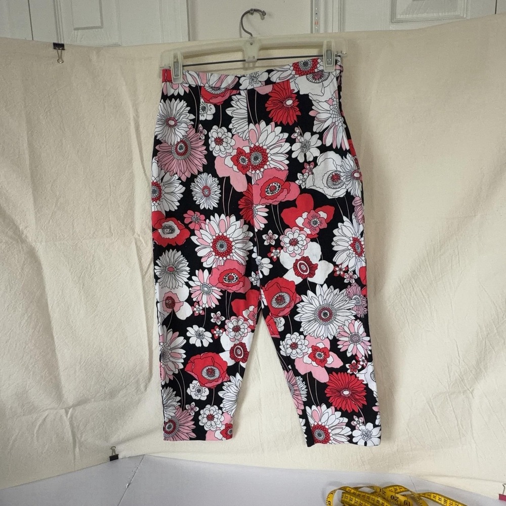 Briggs Capri Pants Womens 8P Multicolor Floral Stretch Twill Pull On 1-753-F96